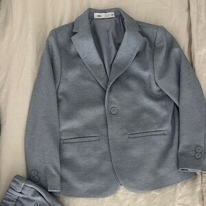 Zara Boys Light Blue Stretch Suit Jacket and Pants